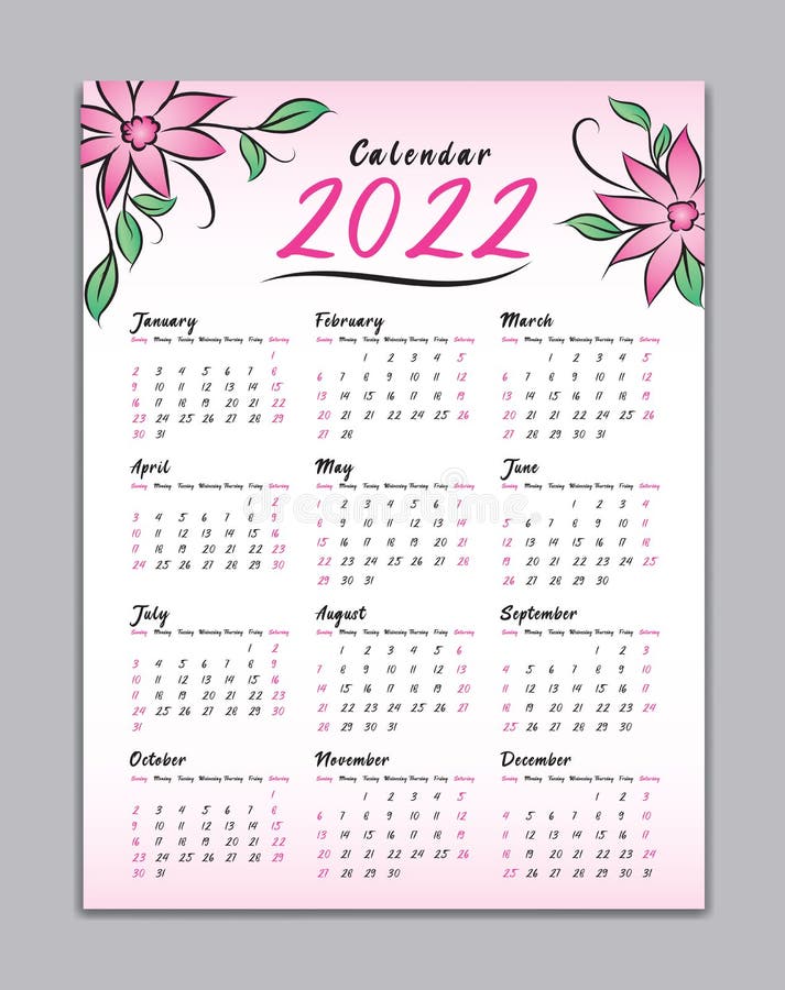 Calendar 2022 Vector Template Wall Calendar 2022 Simple Minimal