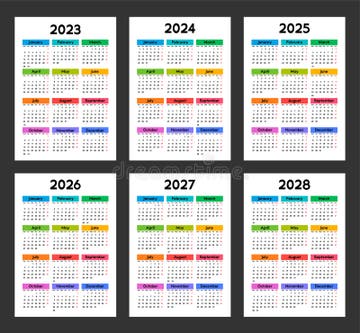 Set Of Monthly Calendar Templates For 2023 2024 2025 2026 2027 Images 