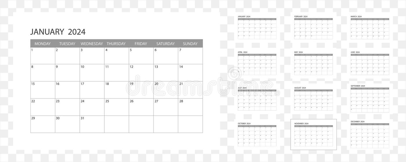 2024 English Planner Calendar English 2024 Stock Illustrations 5,147