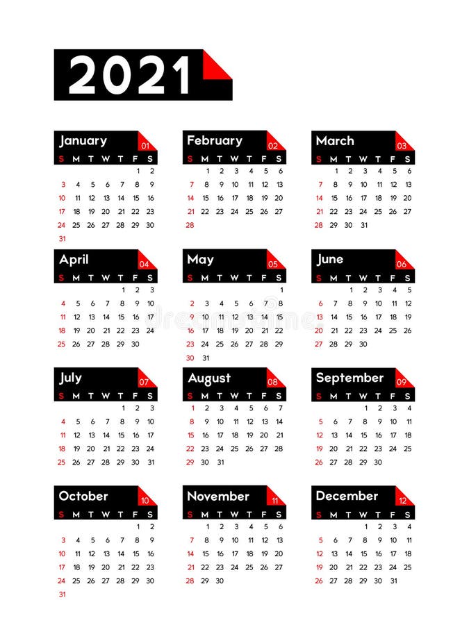 Calendar 2021 2022 Vector Illustration Week Starts On Sunday Stock Images