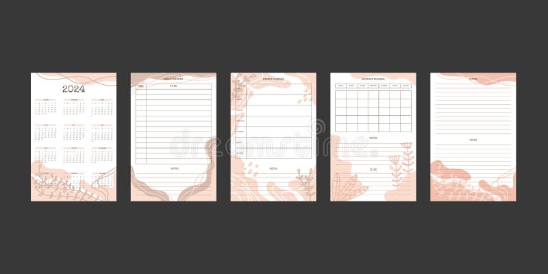 Agenda Abstract A5 2023-2024 - Beige - Rose Avril