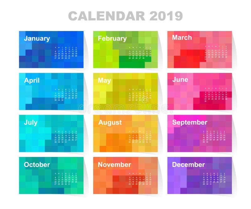 Calendar 2019. Vector English calender. May m