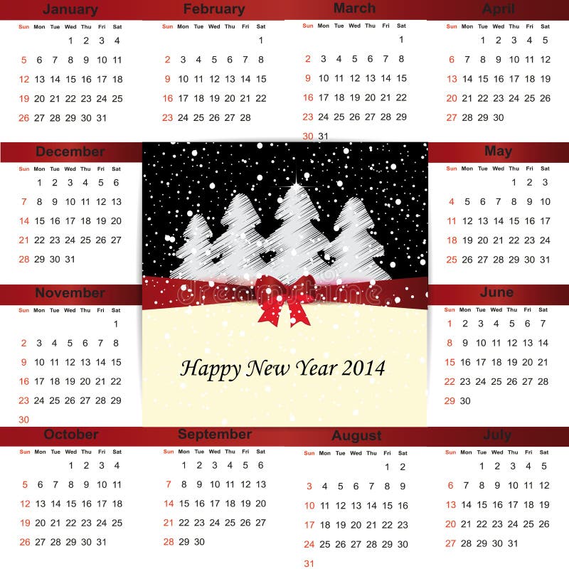 2014 Calendar New School Simple Year Stock Illustrations – 35 2014