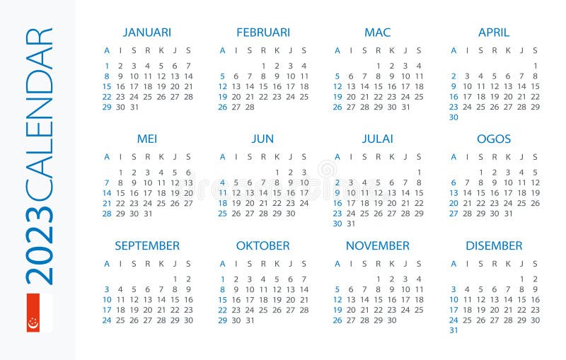 calendar 2023 year horizontal vector template illustration