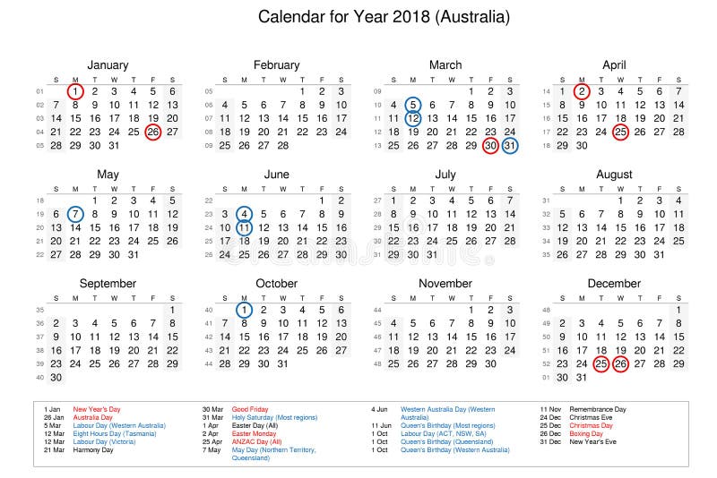 Calendar Year 2018 Public Holidays Bank Holidays for Stock - Illustration of november, october: 104780173