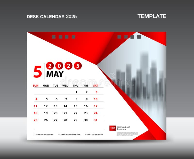 Calendar 2025 Year Template Vector May 2025 Year, Desk Calendar 2025 Design, Week Starts Sunday