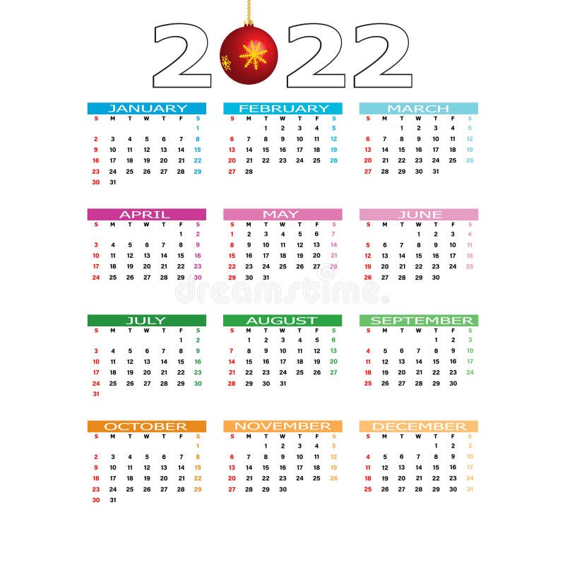 Time And Date 2022 Calendar Calendar Year 2022 Stock Vector. Illustration Of 2022 - 232745827