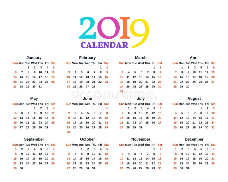 2019 Calendar Year Vector Illustration Template Diary Planner Stock Vector Illustration Of Desktop March 135124939