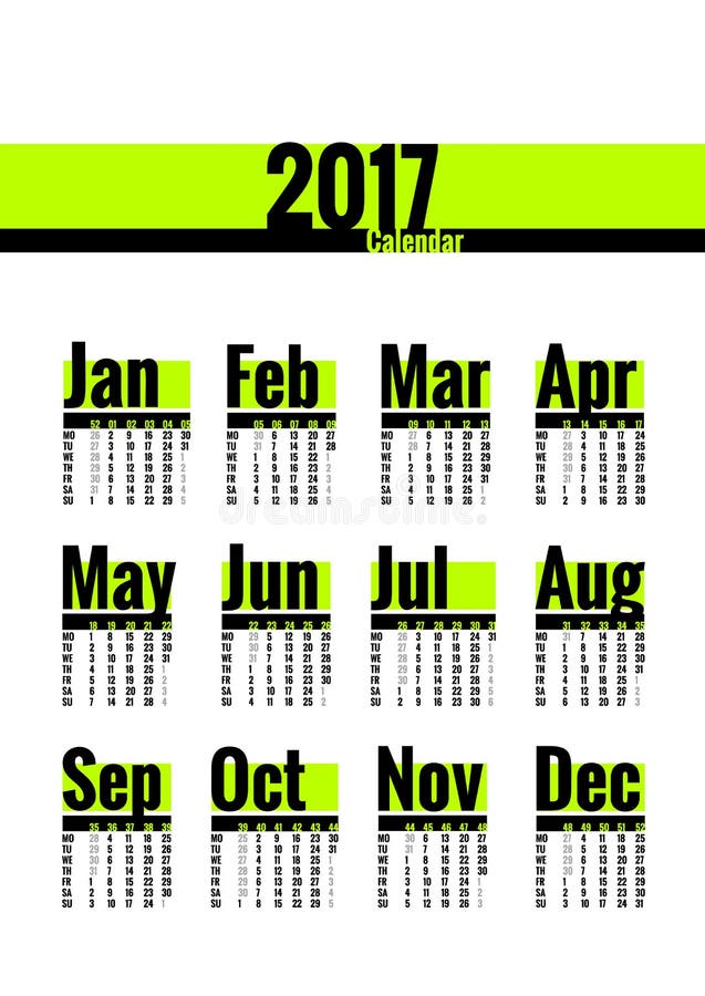 2017 week number calendar