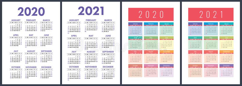 Calendar 2021 2022 2023 2024 2025 2026 2020 Years Vector