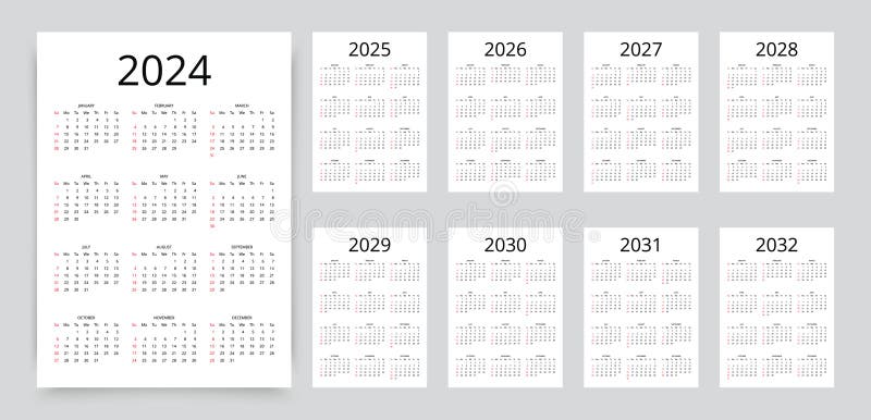 2032 year vintage calendar weeks start on monday Vector Image