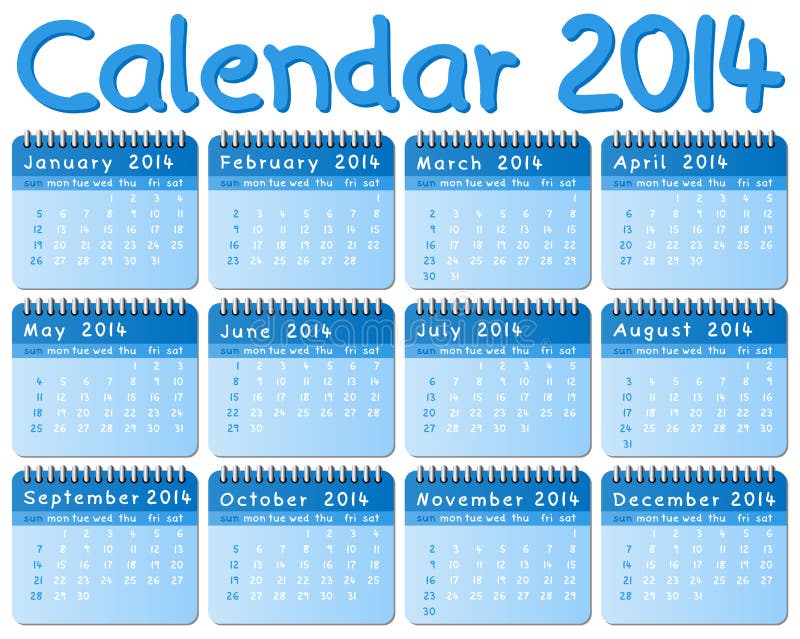 Calendario 2014 illustrazione di stock