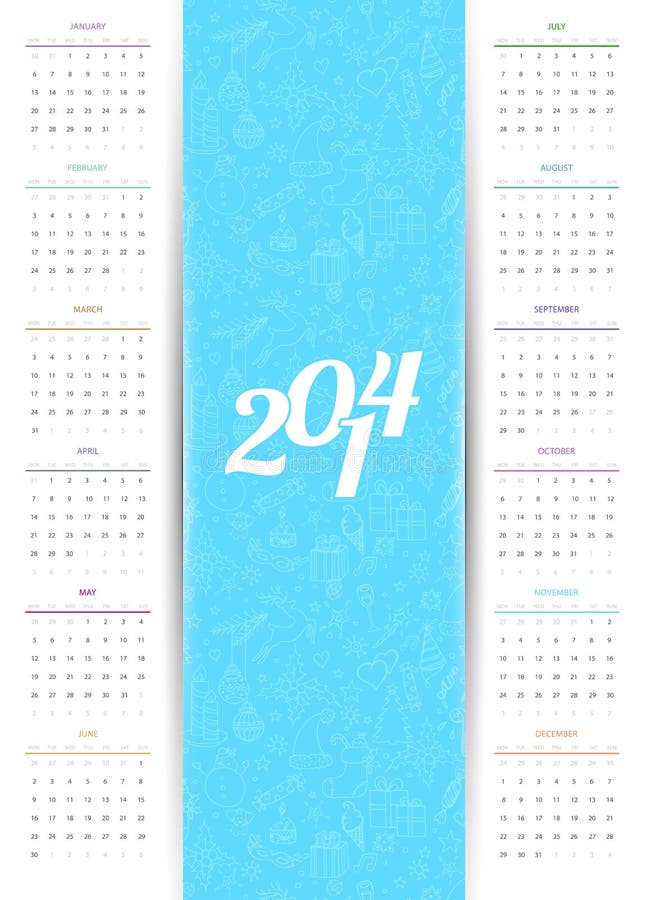 Calendario 2014 royalty illustrazione gratis