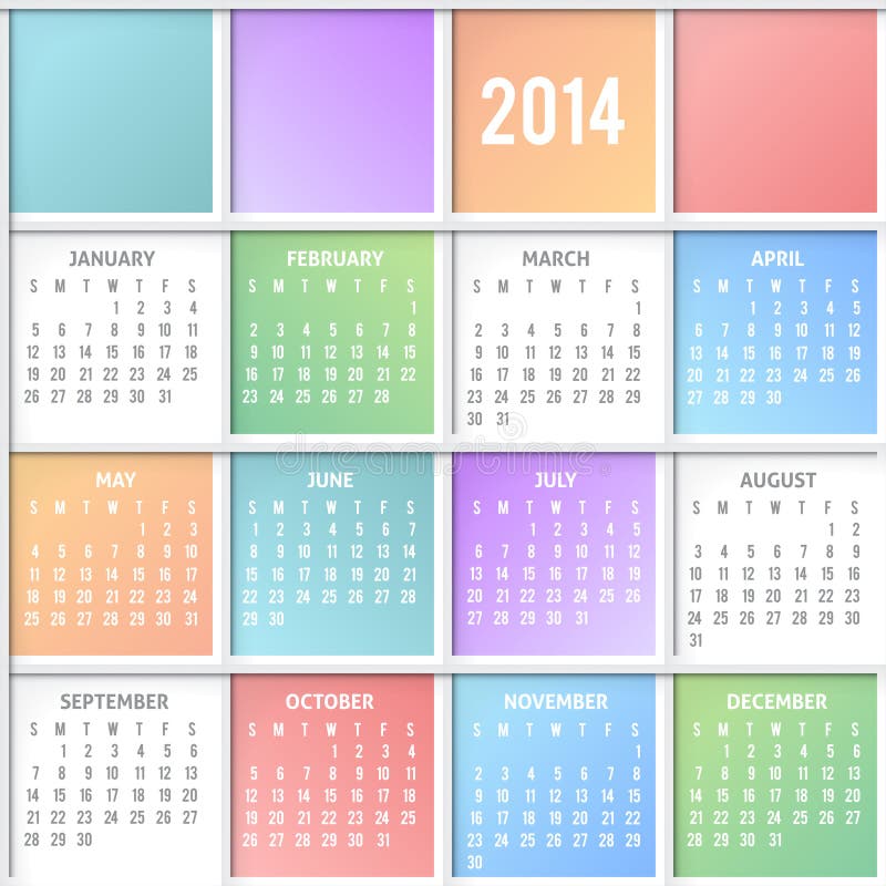 Calendario 2014 royalty illustrazione gratis