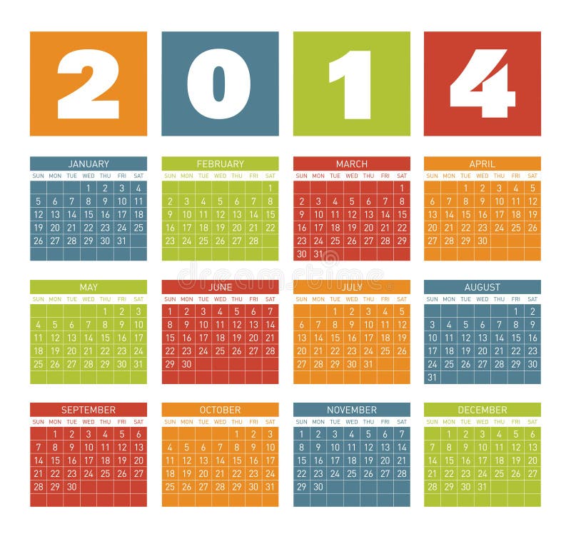 Calendario 2014 illustrazione vettoriale