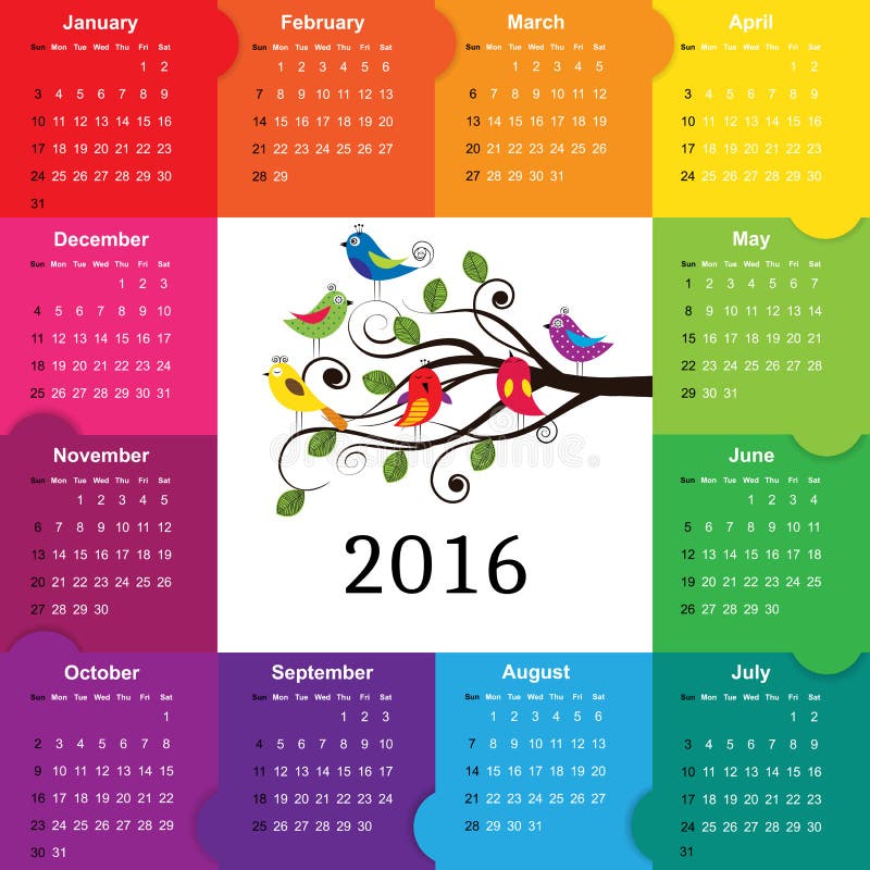 Calendario Dell'illustrazione Per 2016 Nella Progettazione Dei Bambini  Illustrazione di Stock - Illustrazione di elemento, disegno: 55822914