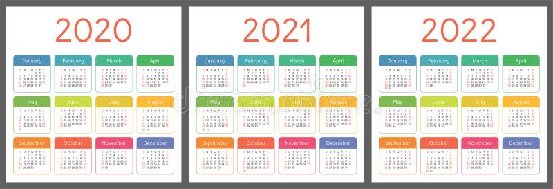 Calendario 2020 2021 2022 Anni Modello Verticale Di Progettazione Del Calendario Di Vettore Insieme Variopinto Inizio Di Settim Illustrazione Vettoriale Illustrazione Di Diario Multicolor 140446303 calendario 2021 e 2022 italiano