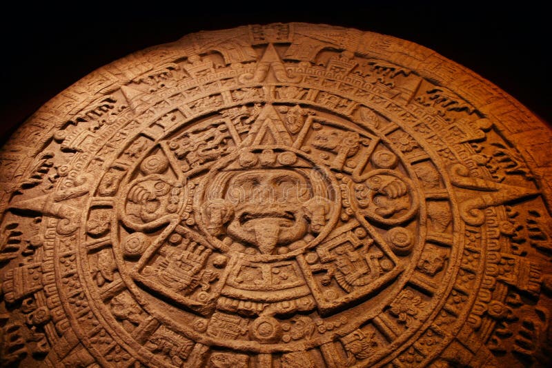 The Aztec calendar was the calendar of the Aztec people of Pre-Columbian Mexico. It is one of the Mesoamerican calendars, sharing the basic structure of calendars from throughout ancient Mesoamerica. The calendar consisted of a 365 day calendar cycle and a 260 day ritual cycle. These two cycles together formed a 52 year century, sometimes called the Calendar Round. Every month had its name, and the days of the month were numbered from one to twenty. The days of the last month, Nemontemi, were numbered from one to five.The box at the top of the stone contains the stone's year of creation, in this case 1479 CE. The solar calendar of 365 days was inseparable from the Sacred Round, or Sacred Almanac. The priests used this ritual calendar of 260 days called Tonalpohualli primarily for divinatory purposes. The method of naming the individual days consisted in the combination of twenty pictorial signs with the numbers one to thirteen. Each of the day signs also bears an association with one of the four cardinal directions.The 20 day signs are depicted in the calendar image to the right. They are arrayed in a circle surrounding the central face. The Aztec calendar was the calendar of the Aztec people of Pre-Columbian Mexico. It is one of the Mesoamerican calendars, sharing the basic structure of calendars from throughout ancient Mesoamerica. The calendar consisted of a 365 day calendar cycle and a 260 day ritual cycle. These two cycles together formed a 52 year century, sometimes called the Calendar Round. Every month had its name, and the days of the month were numbered from one to twenty. The days of the last month, Nemontemi, were numbered from one to five.The box at the top of the stone contains the stone's year of creation, in this case 1479 CE. The solar calendar of 365 days was inseparable from the Sacred Round, or Sacred Almanac. The priests used this ritual calendar of 260 days called Tonalpohualli primarily for divinatory purposes. The method of naming the individual days consisted in the combination of twenty pictorial signs with the numbers one to thirteen. Each of the day signs also bears an association with one of the four cardinal directions.The 20 day signs are depicted in the calendar image to the right. They are arrayed in a circle surrounding the central face.