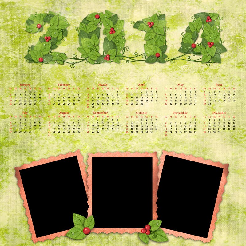 Calendario 2014 con strutture le retro di una foto royalty illustrazione gratis