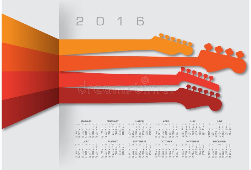 Calendario Creativo per Chitarra 2016 royalty illustrazione gratis