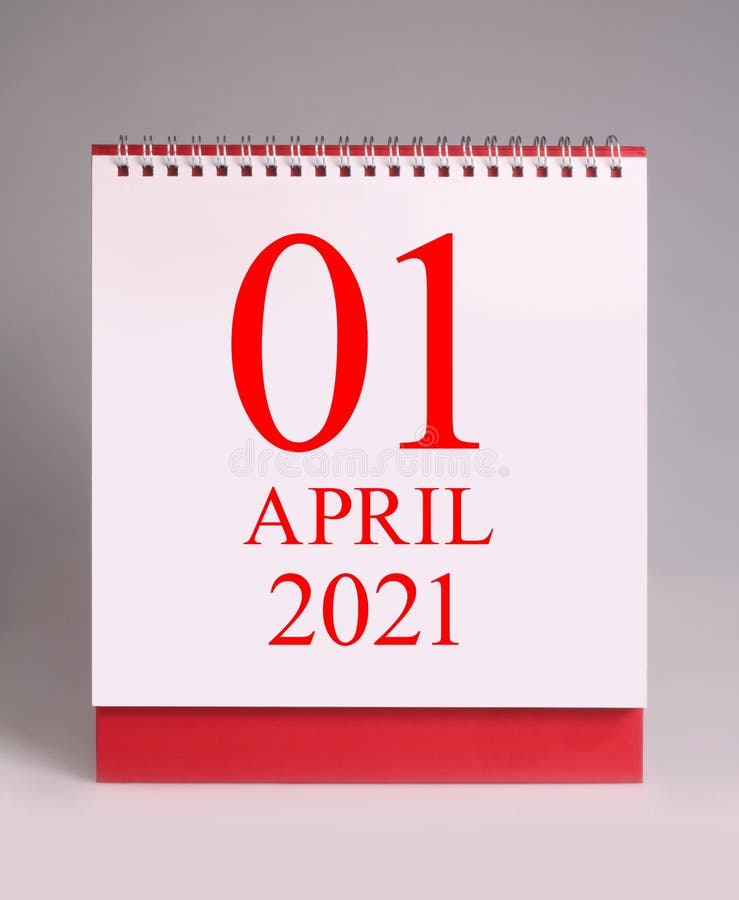 Calendario de escritorio simple para Año Nuevo abril de 2021