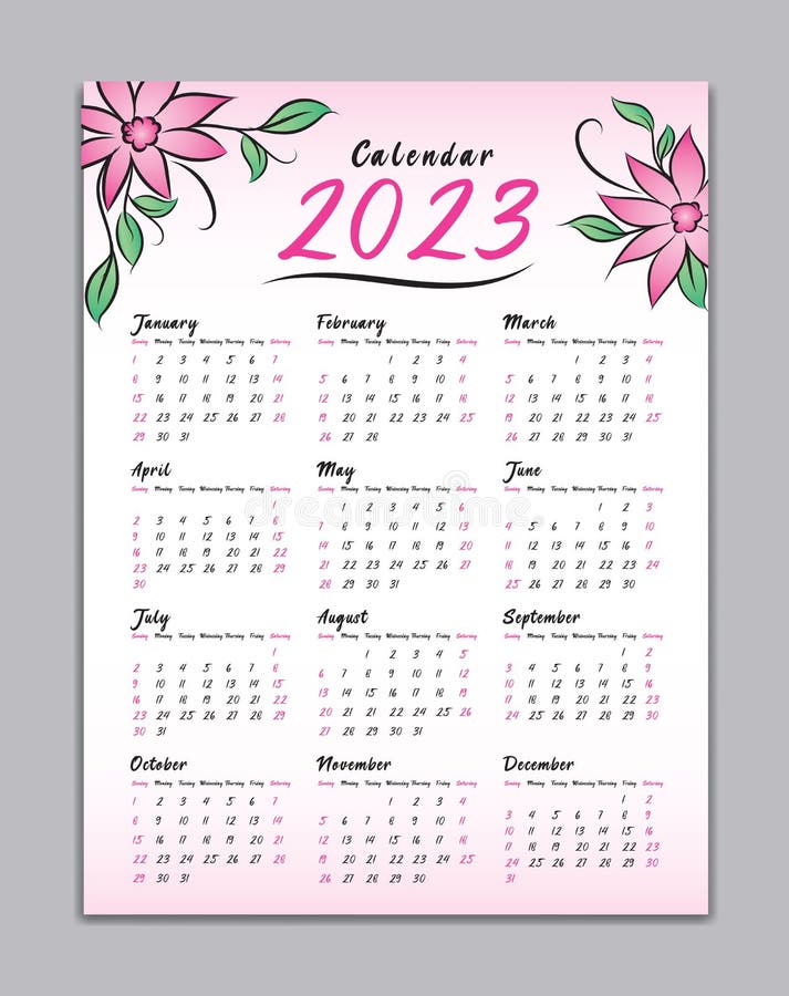 Calendario 2023 Calendario De Pared De Plantilla Vectorial 2023 Simple