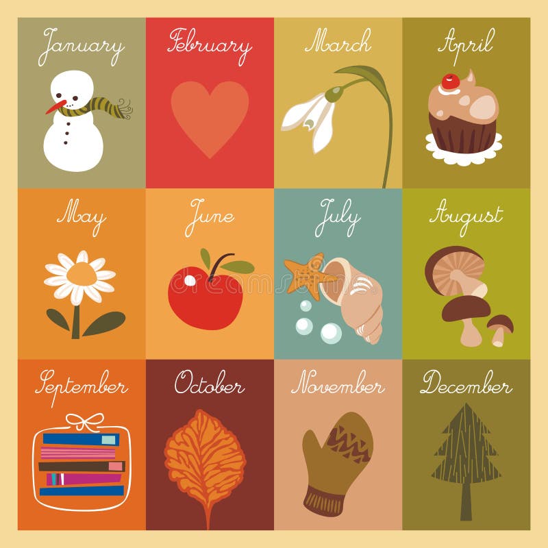 Calendario dei bambini illustrazione di stock Calendario dei bambini illustrazione di stock
