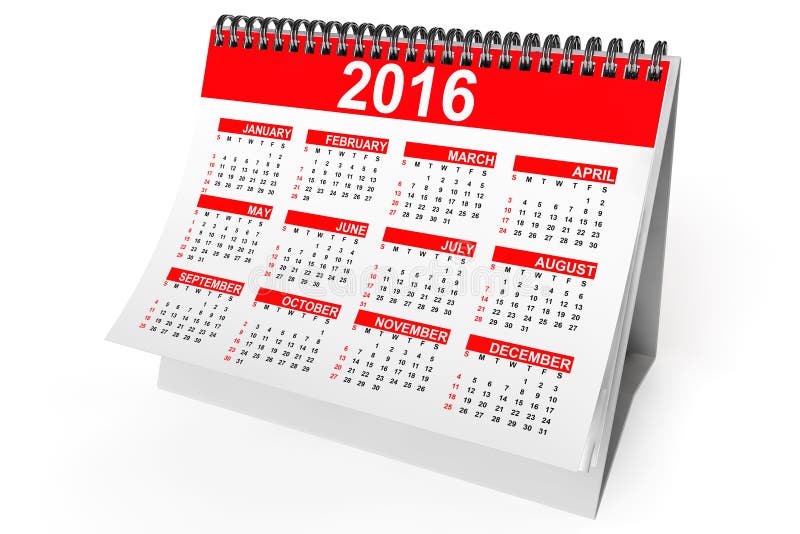 calendario del desktop da 2016 anni illustrazione di stock calendario del desktop da 2016 anni illustrazione di stock