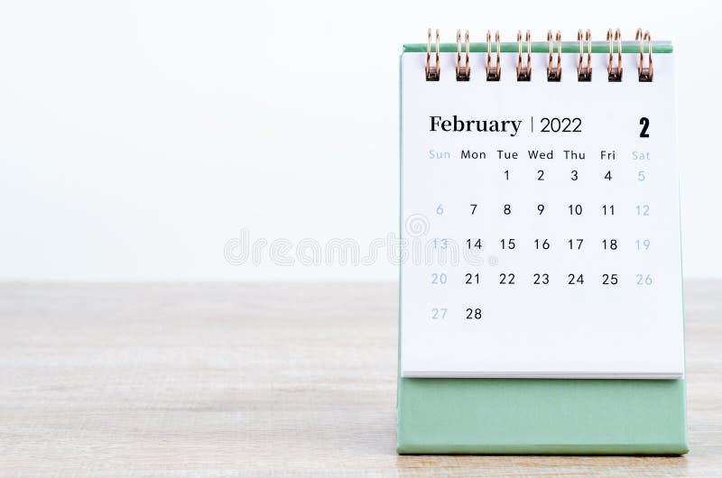 Calendario del escritorio de febrero de 2022