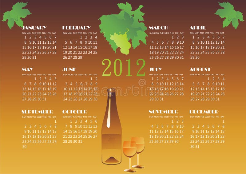 Calendario del vino ilustración del vector. Ilustración de navidad