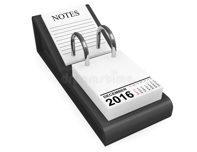 Calendario diciembre de 2016 representación 3d stock de ilustración Calendario diciembre de 2016 representación 3d stock de ilustración