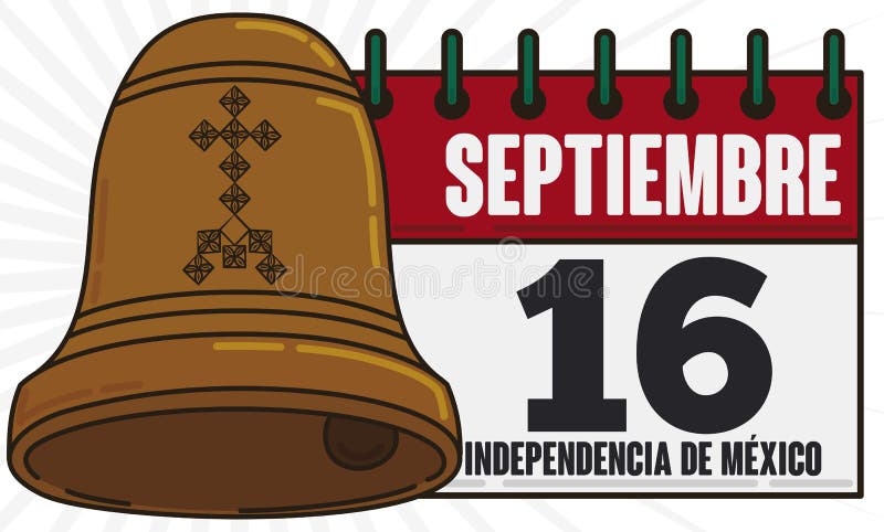 Calendario e iluminación vectorial de Hidalgo para la celebración del DÃa de la Independencia de México stock de ilustración Calendario e iluminación vectorial de Hidalgo para la celebración del DÃa de la Independencia de México stock de ilustración