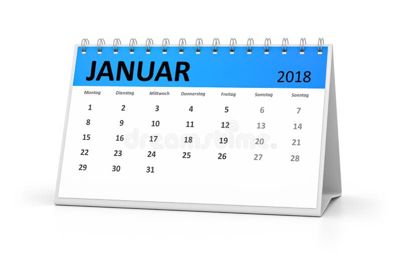 Calendario el 2018 de la tabla de la lengua alemana de enero libre illustration Calendario el 2018 de la tabla de la lengua alemana de enero libre illustration