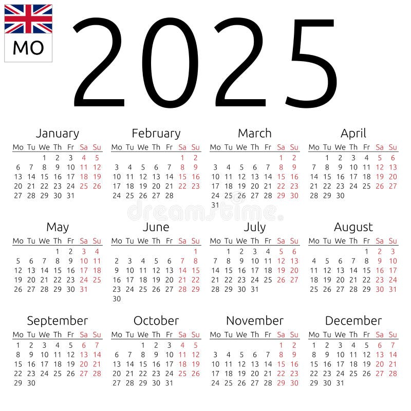 Calendario 2025, Español, Domingo Ilustración del Vector - Ilustración de  llano, meses: 163725253