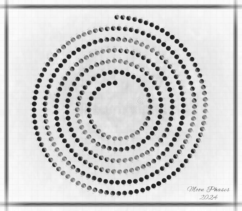 Calendario Lunare 2024 Fasi Di Luna a Spirale Immagine Stock - Immagine di  stampa, universo: 278434419