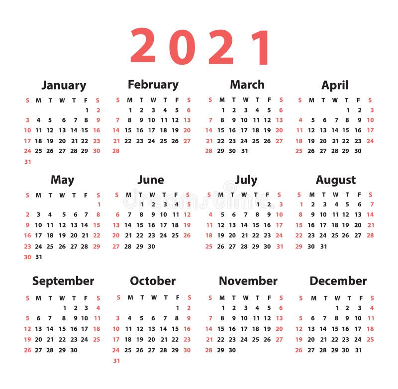 Calendario Per Il 2021 Con Sfondo Nero A Tabella Moltiplicata Per Le