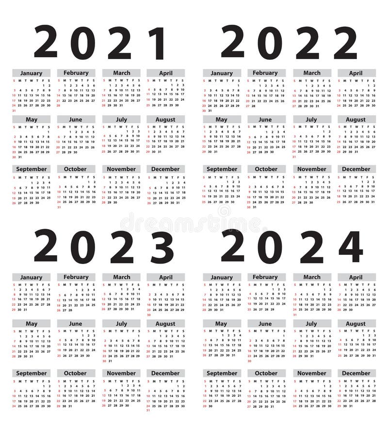 2021 2024 Calendar Calendario 2021 2022 2023 2024 A Partire Da