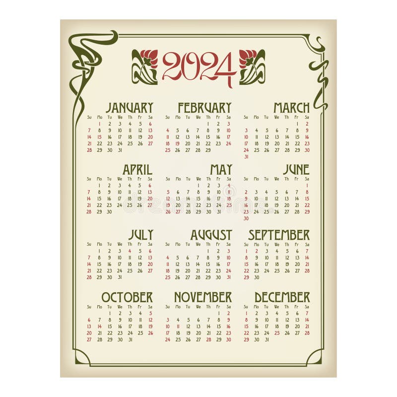 Calendrier 2024 Art Nouveau