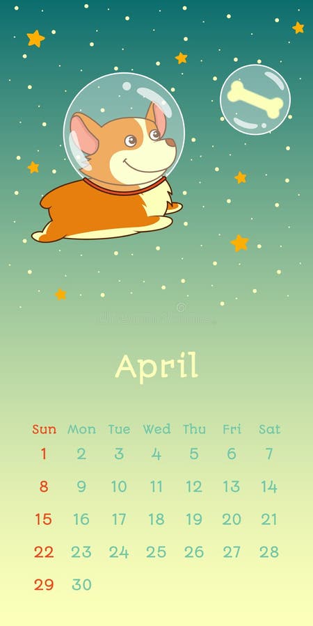 calendrier de 2018 avril avec le chien de corgi de gallois illustration de vecteur calendrier de 2018 avril avec le chien de corgi de gallois illustration de vecteur