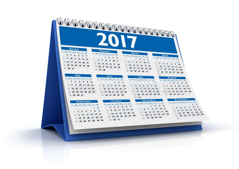 Calendrier de bureau 2017 illustration stock. Illustration du trois