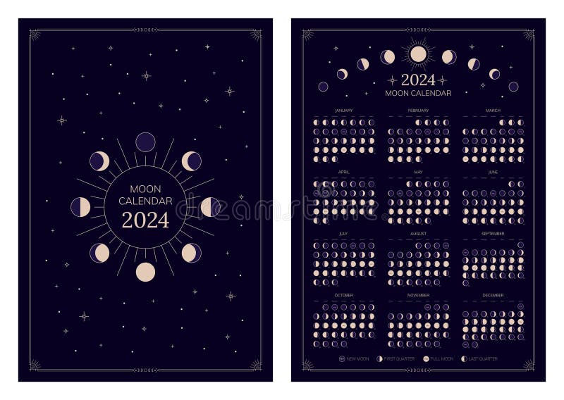 Calendrier Lunaire 2024 Sur Fond Ciel Noir Illustration de Vecteur -  Illustration du décoratif, astronomie: 274933393