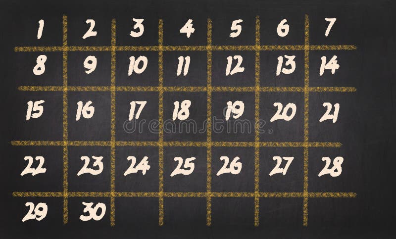 Calendrier mensuel avec 30 jours sur le fond de tableau