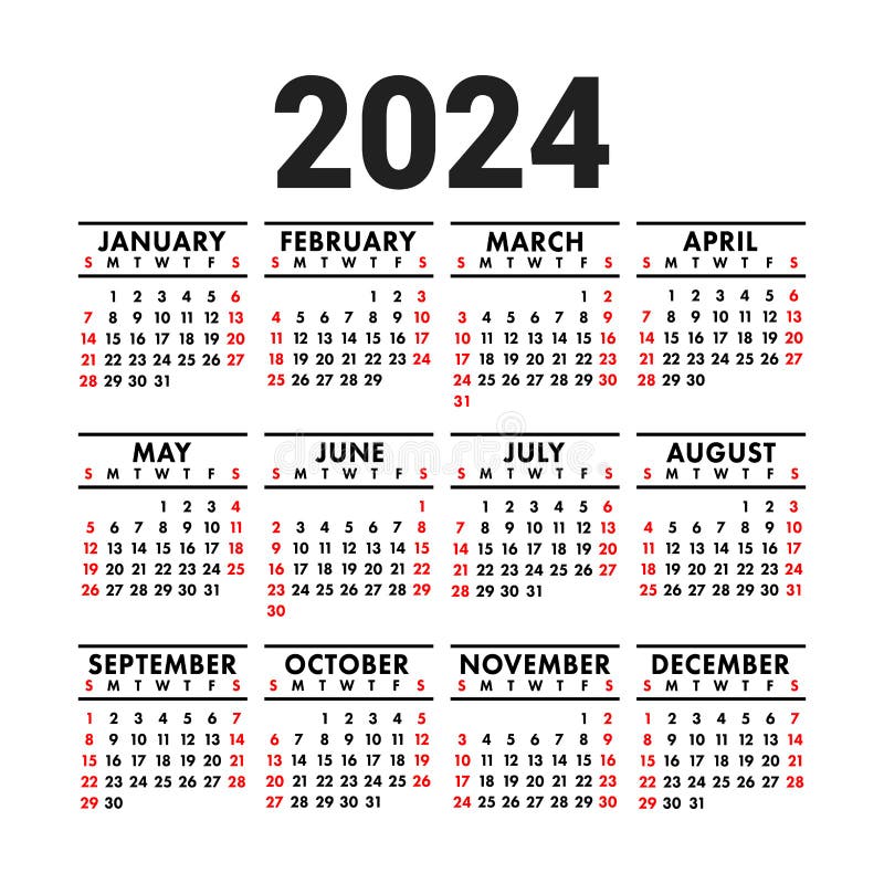 Conception De Modèle De Calendrier Mural 2024