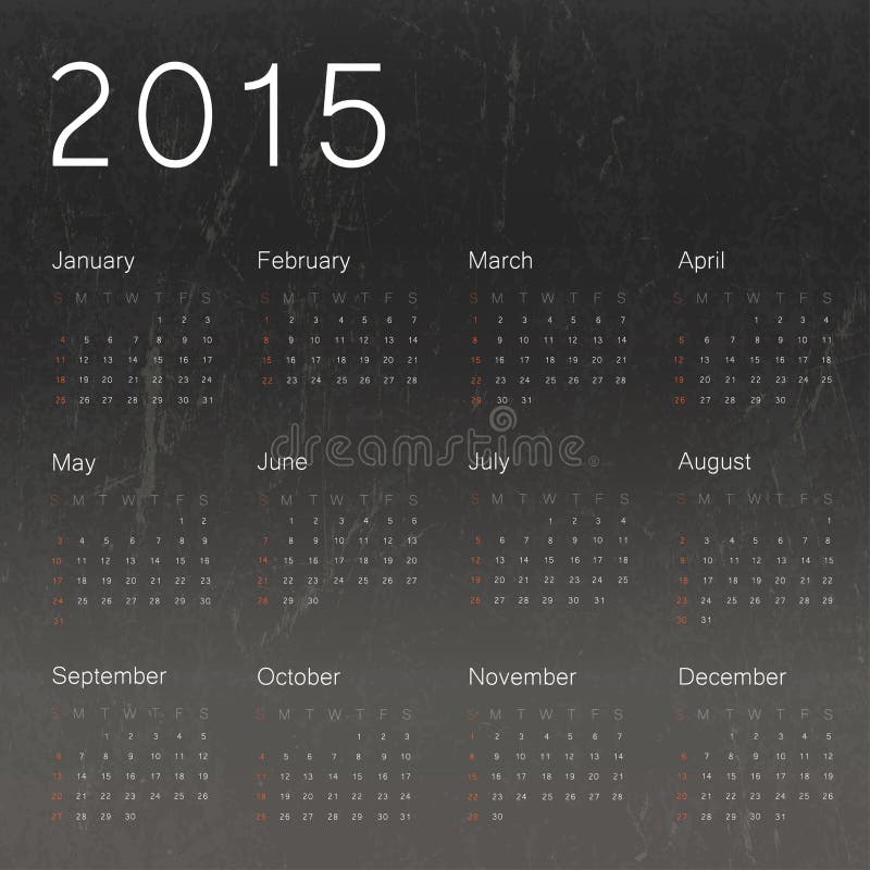 Calendrier 2015 sur le fond noir de tableau illustration libre de droits Calendrier 2015 sur le fond noir de tableau illustration libre de droits
