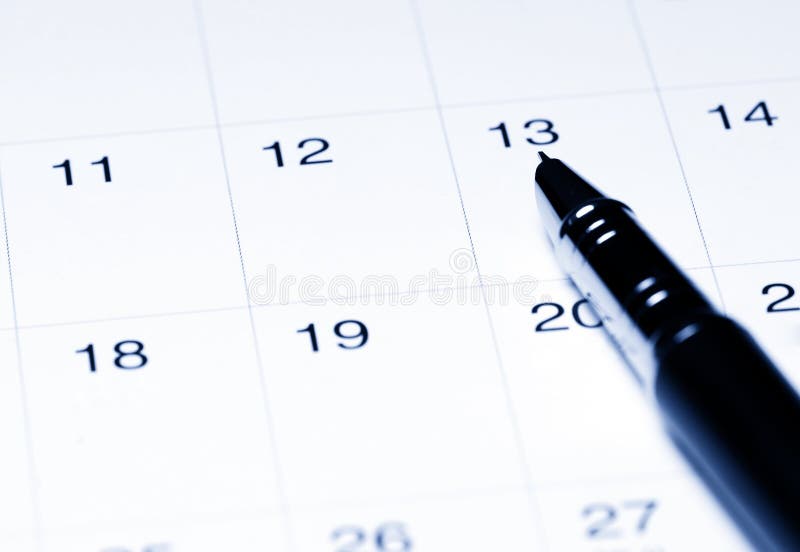 Calendário com caneta imagens de stock royalty free