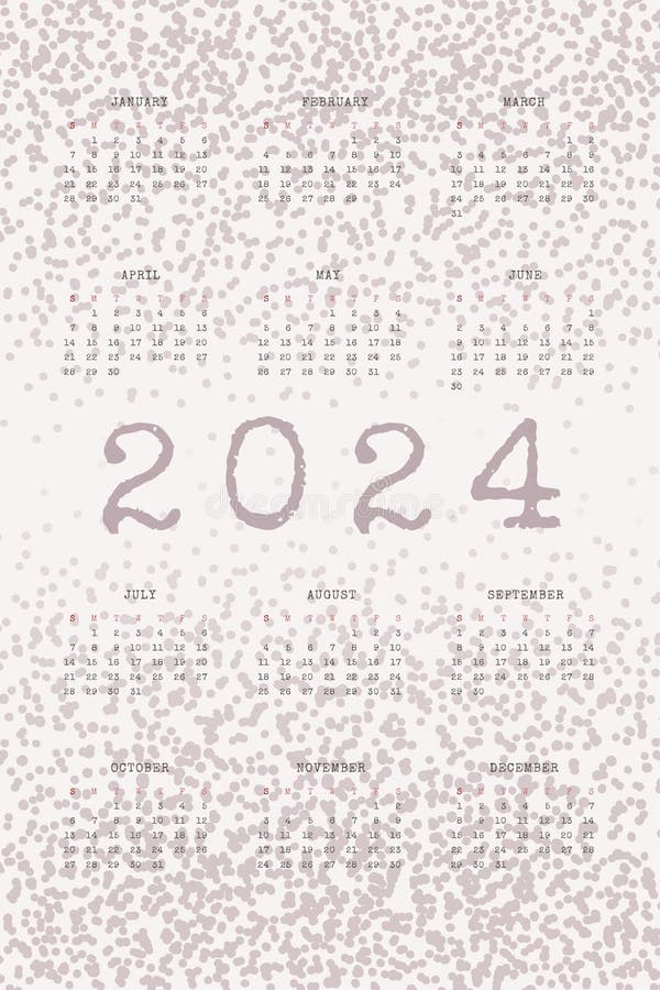 Calendário 2024 Com Texto Escrito E Ruído Texturizado Ilustração do