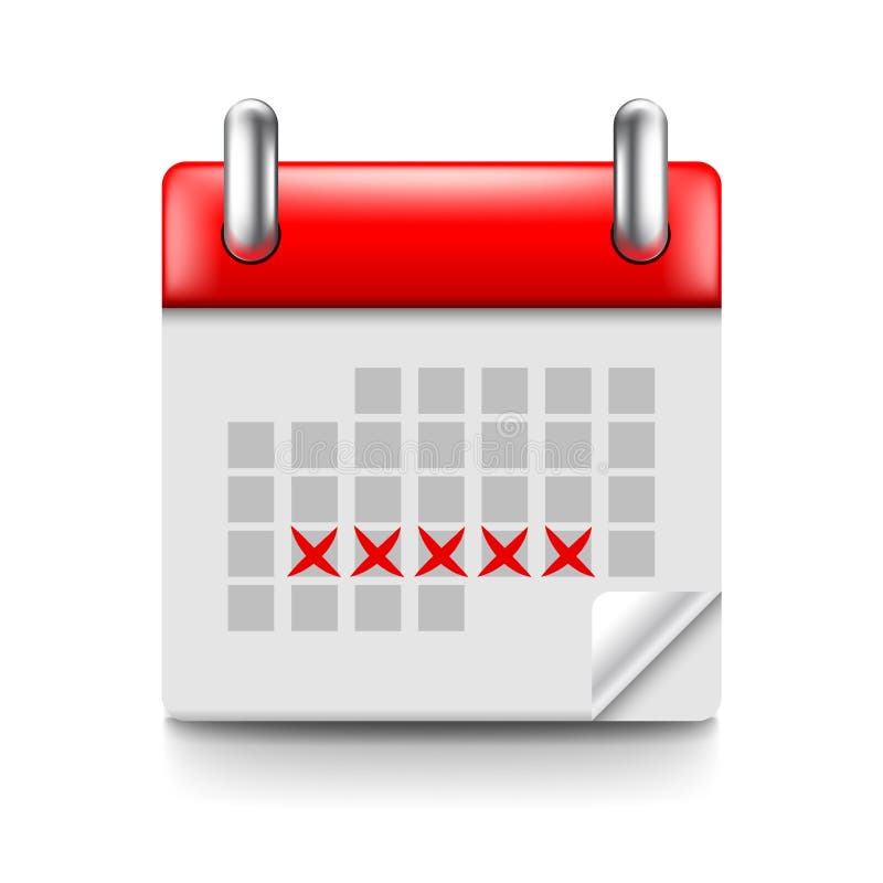 Calendário da menstruação isolado no vetor branco ilustração royalty free Calendário da menstruação isolado no vetor branco ilustração royalty free