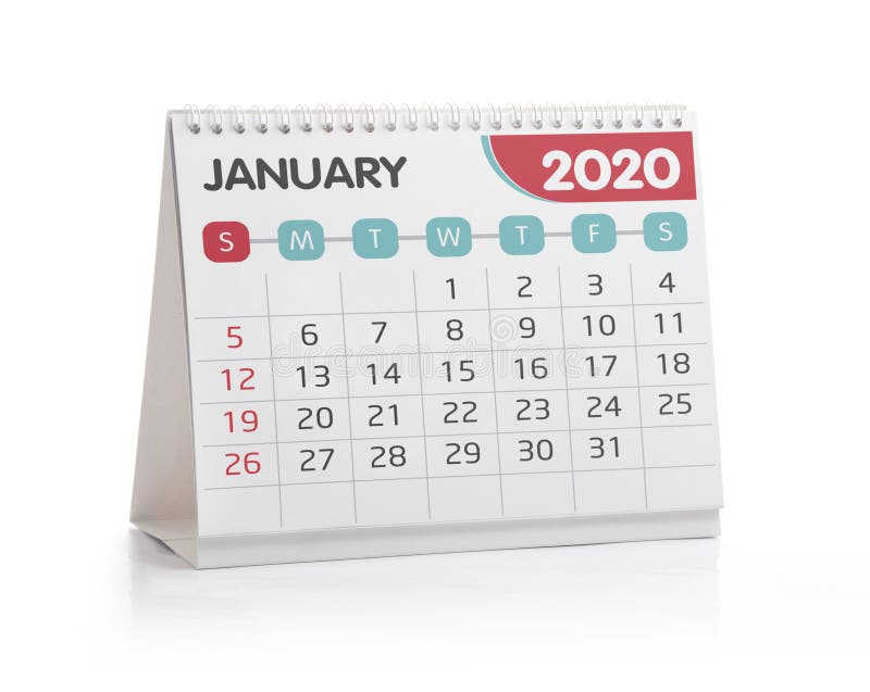 Calendário da Área de Trabalho de janeiro de 2020