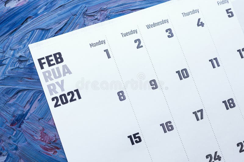 Calendário de fevereiro de 2021. calendário mensal