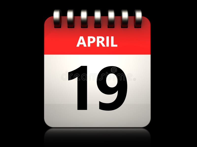 calendário do 19 de abril 3d ilustração royalty free calendário do 19 de abril 3d ilustração royalty free